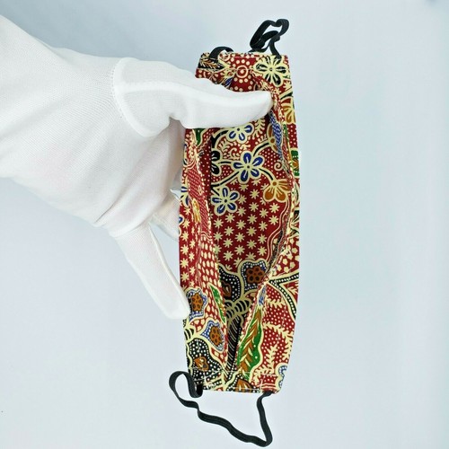 Máscara facial de tela hecha a mano BATIK PRINT puente nasal ajustado algodón triple capa - Imagen 14 de 36