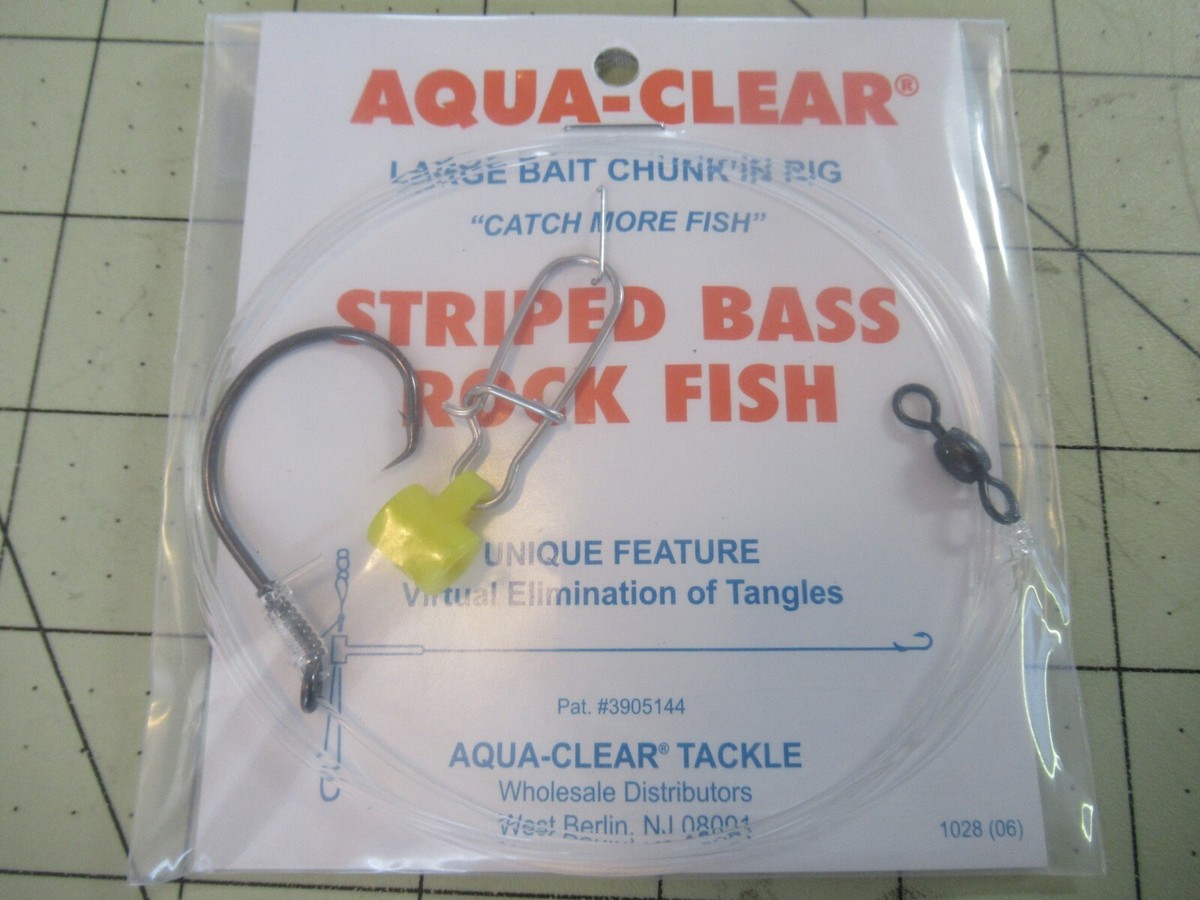 AQUA CLEAR STRIPED BASS 7/0 DEMON CIRCLE HOOK FISH FINDER RIGS