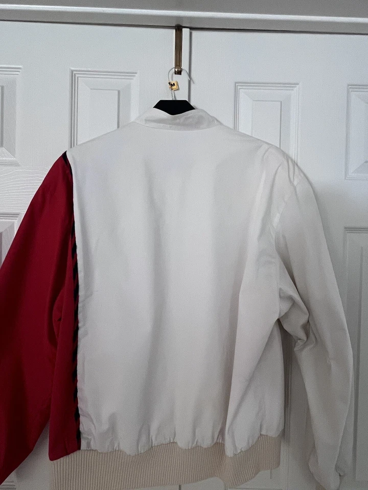 Chaqueta Bomber Vintage Gucci Para Hombre Blanco/Rojo Cremallera 100% Algodón Talla 52 Hecha en Italia Foto 4 de 4