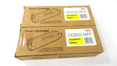 Lot 2 - Genuine Okidata 43324474 Toner Cartridge Yellow for Oki CX2032 MFP