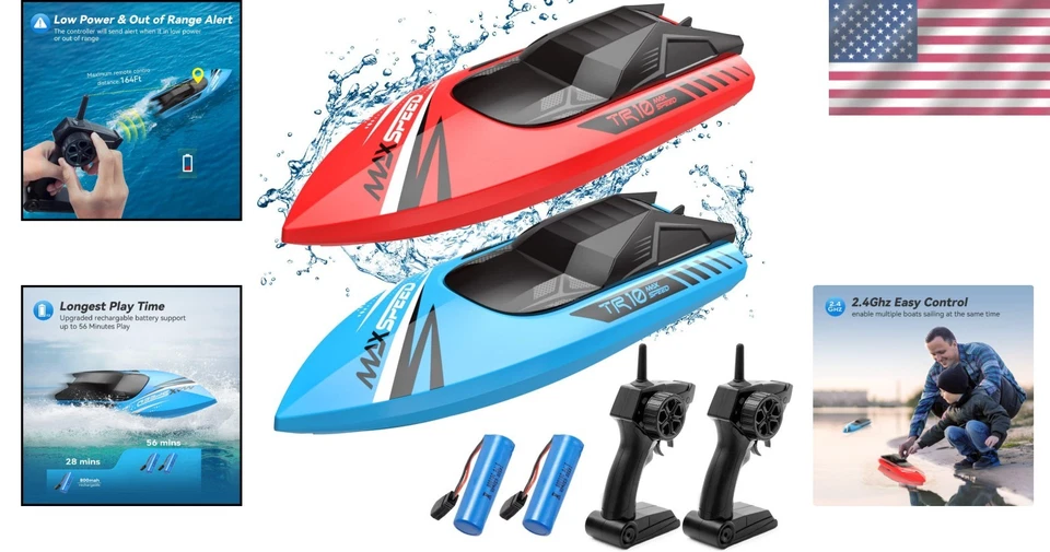 2.4GHz Remote Control Racing Boats for Kids - Perfect Gift for Outdoor Fun! - Image 2 of 4