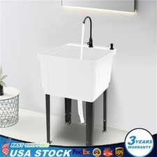 Commercial Utility Sink Laundry Tub Freestanding w/ Drain and Faucet for Garage