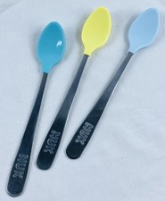 NUK Lot of 3 Assorted Pastel Colored Baby Spoons Soft Tip Bite Stainless Steel