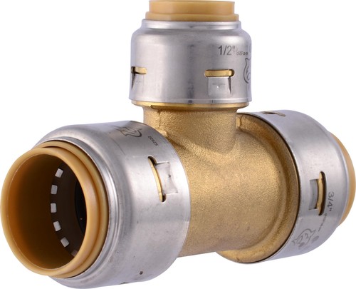 SharkBite Max 34 Inch Reducing Tee Push To Connect Brass Plumbing Fitting