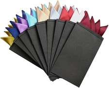 9Pcs Men's PreFolded Pocket Square On Card Masculine Polyester Suit Handkerchief