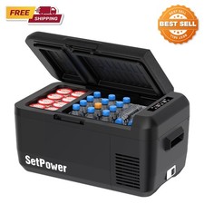 32QT Dual Zone 12 Volt Fridge Freezer Portable Refrigerator for Car Camping SUV