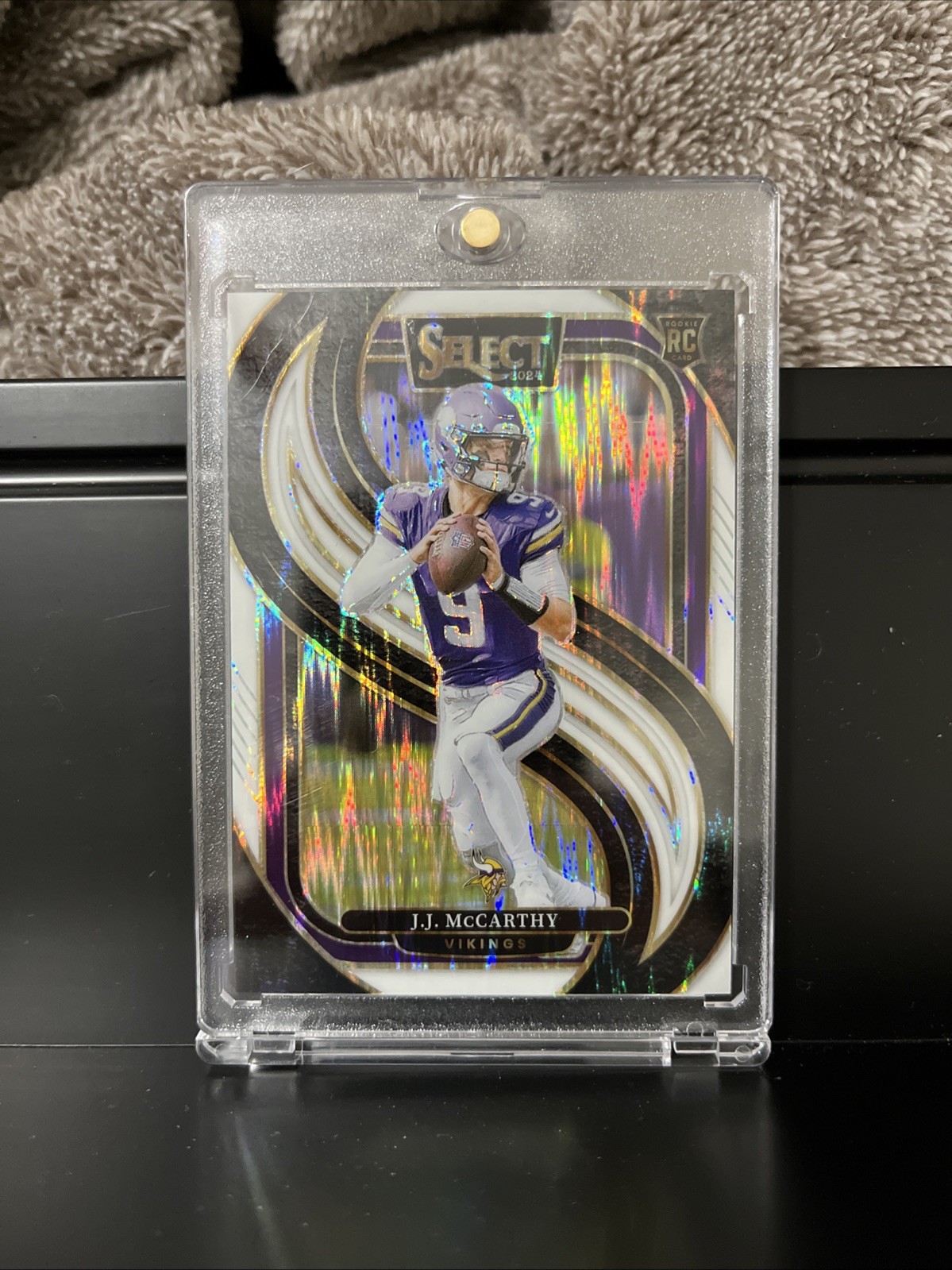 J.J. McCarthy 2024 Panini Select Premier Level White Shock Prizm RC Rookie /199