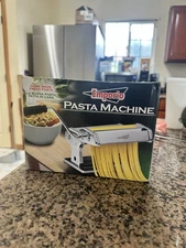 Emporio Pasta Machine Manual Crank Stainless Steel Fettuccine Noodle Roller NOS