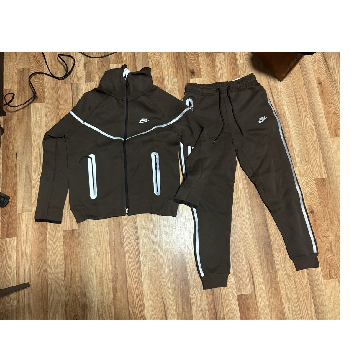 トップス 90s Nike reflector sweat setup Nike Brown reflective Tracksuit Set Jacket Pants Men's Size M Zip