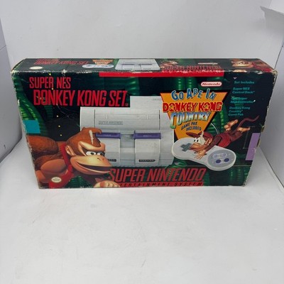 Super NES Donkey Kong Set Complete In Box W/ Manual POSTER! Shipped CAREFUL