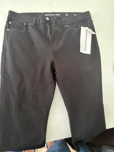 Amazon Essentials Men's Slim Fit Black Dark Wash Denim Jeans, Mid Rise, Pockets