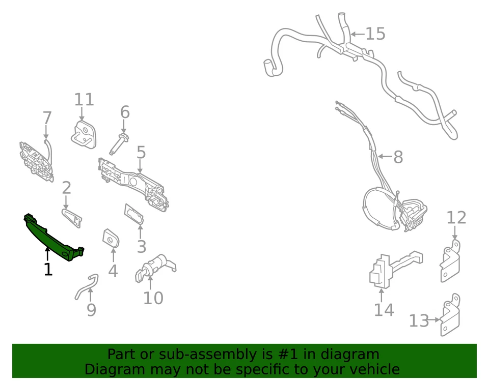 Manija exterior puerta delantera original Nissan (izquierda o derecha) 80640-9AN0A Foto 2 de 2
