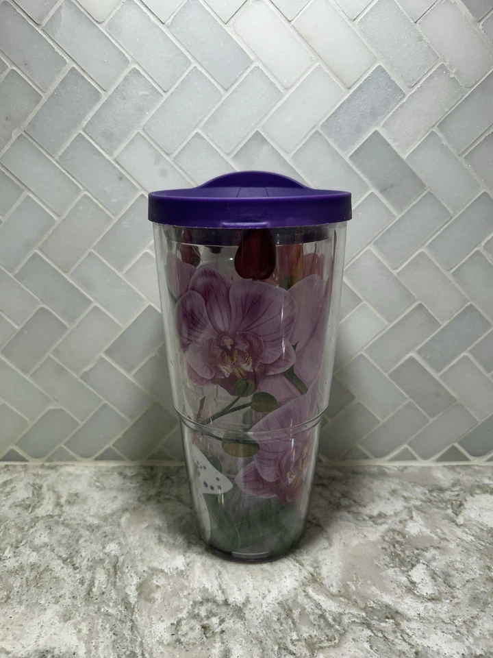 Стакан Tervis 24 унции фиолетовые цветы с крышкой - Изображение 2 из 4