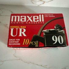 Maxell UR-90 Normal Bias Audio Cassette 90min Pack of 10 Sealed Tapes