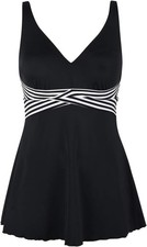One Piece Swim Dress Swimsuits for Women Plus Size Bathing Suits V Neck Tummy Co