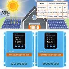 2 X 4800W 100A MPPT Solar Charge Controller 12V/24V/36V/48V Battery PV Regulator