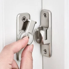 3 Packs Barn Door Latches,Silvery 90/180 Degree Gate Lock,Zinc Alloy Right An...