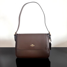 Coach CCE57 Etta 29 Flap Bag Shoulder Bag Leather Brown FREE SHIPPING USA