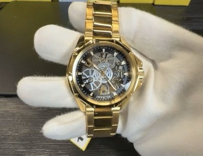 Invicta 50380 Objet D Art Mens Watch Skeleton Dial 44mm Gold
