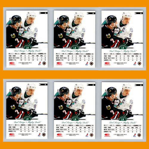 Paul Kariya Lot 6 Hockey Cards 1997 Leaf Anaheim Mighty Ducks Set Collection NHL - Picture 2 of 8