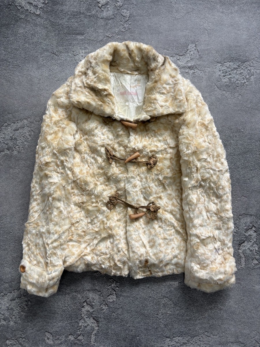 Vintage Liz Lisa Faux Fur Women's Beige Jacket size F Made in