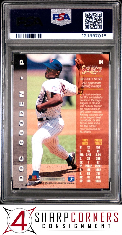1994 SELECT #54 DWIGHT DOC GOODEN PSA 10 - Image 2 of 3