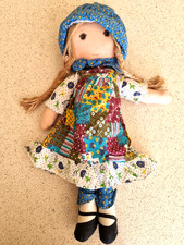 Vintage 1970s Holly Hobbie Rag Doll 16" 40cm Knickerbocker Cloth Doll Bonnet