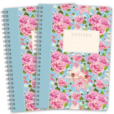 2-er Set Notizbuch Spiralheft Spiralblock ''ROSE'' Journal Tagebuch -Geschenkbuch