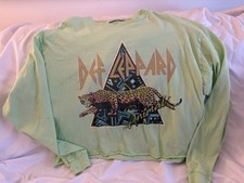Daydreamer Def Leppard Long Sleeve Lime Green Size S Made in USA 100% Cotton