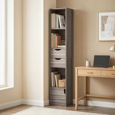 HOMCOM Bookcase with Drawers Adjustable Shelf 158 cm Grey Refurbished