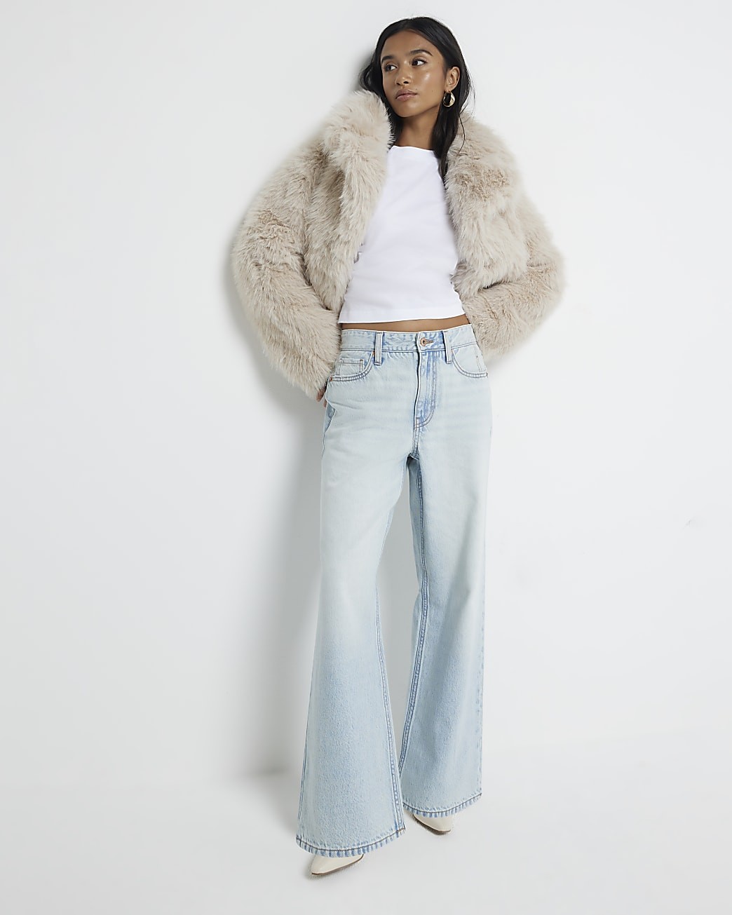 River Island Womens Straight Jeans Petite High Waisted Relaxed Trousers Bottoms