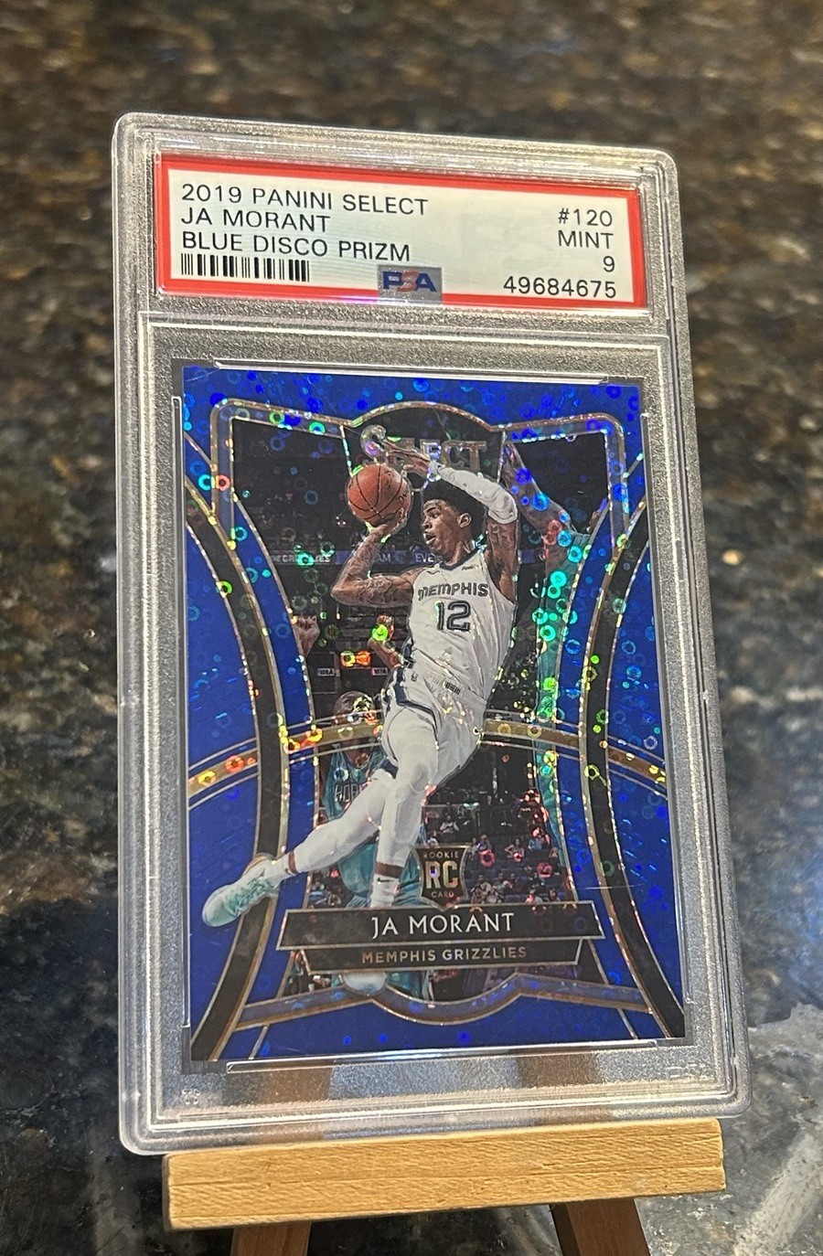 2019 Panini Select Ja Morant Blue Disco Prizm RC /25 Premier Lvl #120 PSA 9 Mint