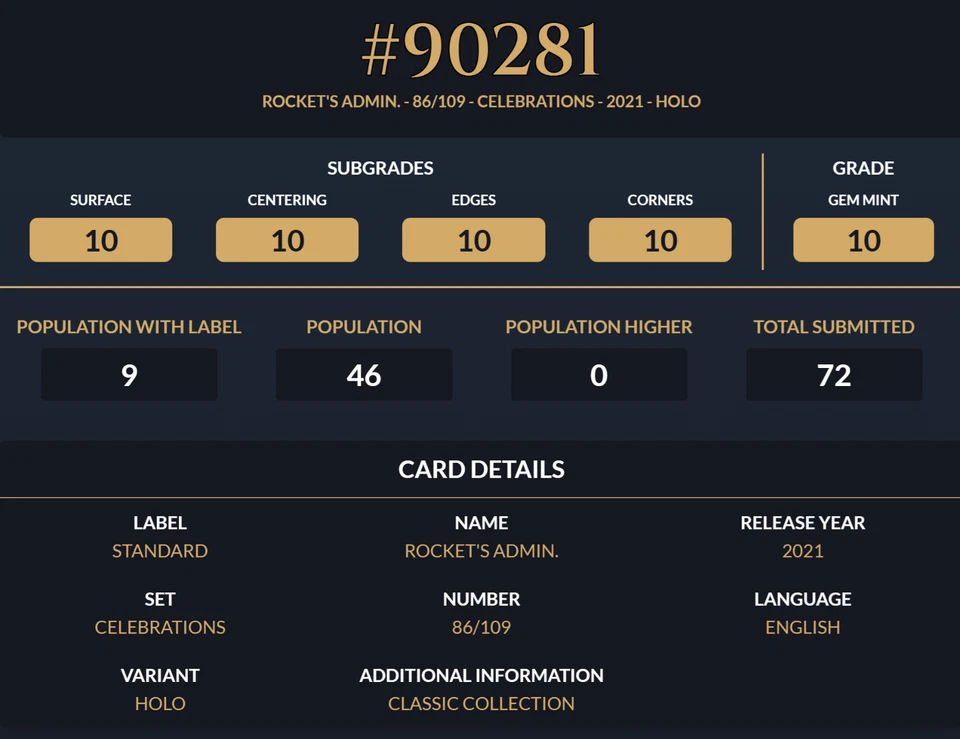 Rocket's Admin 86/109 Pokemon TCG Celebrations Classic Collection - ACE 10 - Image 3 of 3