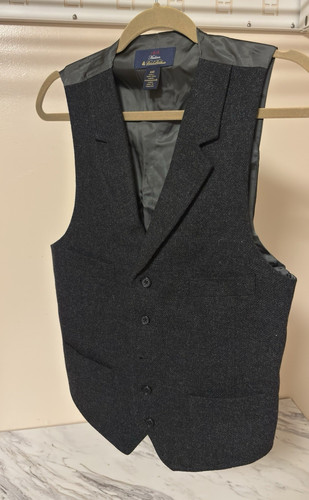 Brooks Brothers 1818 Madison Men’s Vest 40R Regular Gray Solid Wool