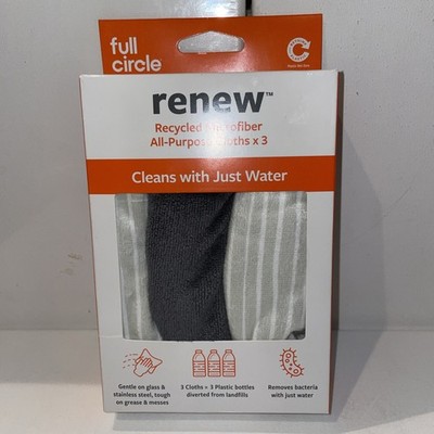 Full Circle RENEW Recycled Microfiber All Purpose Cloths (3) NEW