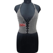 Handmade Chainmail Top Aluminum Butted Ring Medieval Costume For Women's Outfit