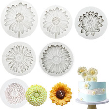 6 PCS 3D Chrysanthemum Flower Silicone Mold, Flower Fondant Cake Baking Molds, C