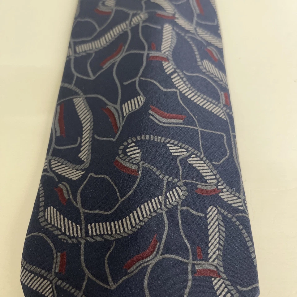 Corbata de seda vintage Enrico Coveri azul marino estampado abstracto Italia años 90 Foto 2 de 4