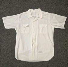VTG '65 US Navy Issue White Button Down Short Sleeve Utility Shirt Size L