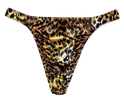 Second Skin Satin Thong Leopard Print XL