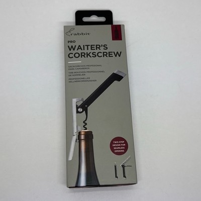 RABBIT Black Pro 2-Step Waiters Corkscrew Wine Key Opener