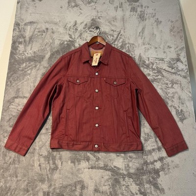 Levis Denim Jacket Mens XL Red Raw Unwashed Trucker Button Front Jean Type 3