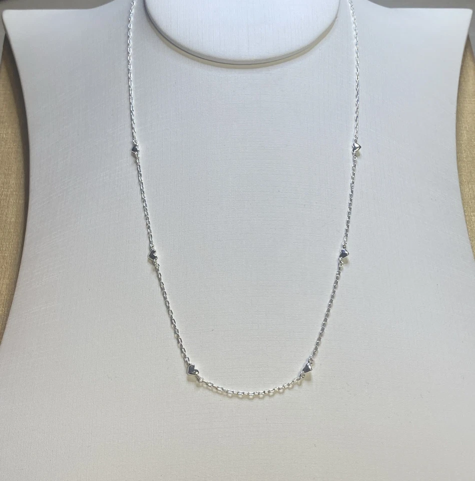 Gorjana Amour Necklace Adjustable 15”-17" Heart Necklace Silver Plated - Image 2 of 4