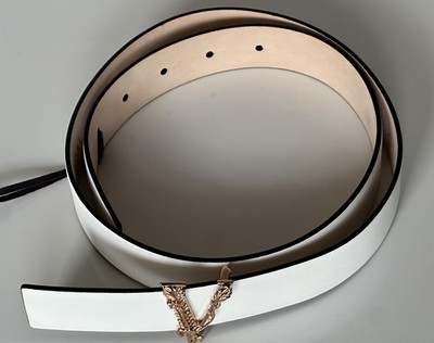 Versace Virtus White Calf Leather Belt 75 (30) Italy 1012380  display picture 2