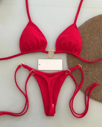 RUOTONSEPT Sexy Halter Color Sólido Conjunto de Bikini Para Mujer Traje de Baño Dos Piezas Triángulo - Imagen 7 de 30
