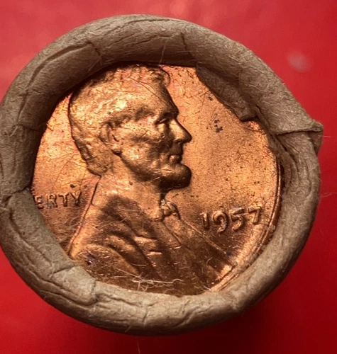 1957-P OBW OLD BANK WRAP ROLL BU UNCIRCULATED LINCOLN WHEAT CENT PENNIES