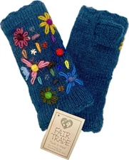 Fair Trade Hippie Wool Fleece Fingerless Texting Gloves Hand Warmers 5984 TE