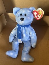Ty Beanie Baby 1999 Holiday Teddy Bear Blue Snowflakes 5th Gen MWMT