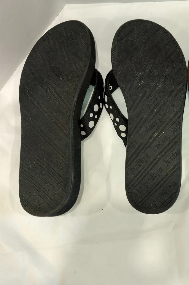 Chanclas LINDSAY PHILLIPS Negras CORREAS DE LUNARES BLANCAS Talla 7 Foto 4 de 4