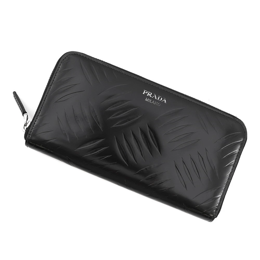 Prada — PRADA Zip Around Long Wallet BrushedLeather Black 2ML317